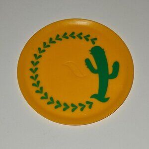 2011 Lanard Yellow Green Cactus Plastic Plate 4.33" Diameter Dish Toy